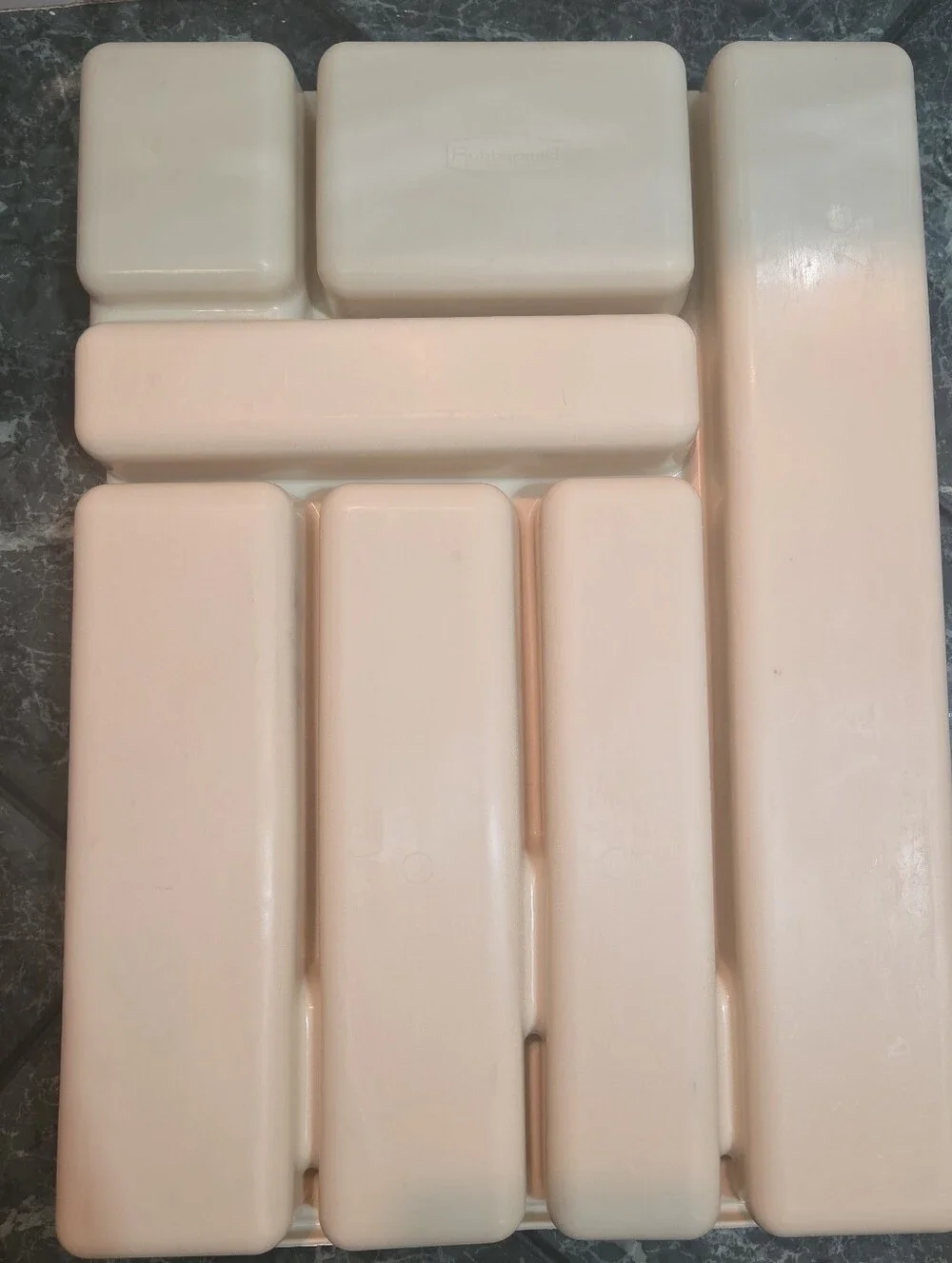 Vintage Rubbermaid Silverware Utensil Drawer Organizer 0521 Almond 7 Compartment